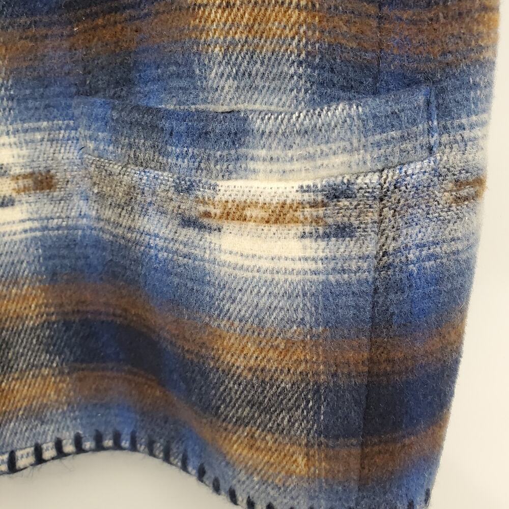 First In Fashion Collectible Blue Plaid Wool Vest Large - Picture 7 of 10